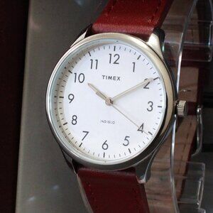 Times Ladies Easy Reader Quartz Watch Burgundy Strap 32mm
